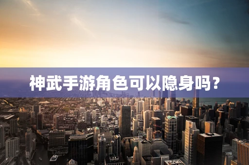 神武手游角色可以隐身吗？