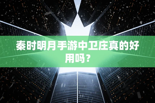 秦时明月手游中卫庄真的好用吗？