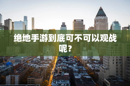 绝地手游到底可不可以观战呢？